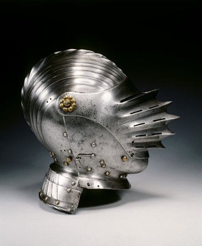 Tæt hjelm i Maximilian stil, c.1520 (stål og messing) af German School