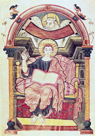 Torsk 22. f.85v St. Luke the Evangelist, fra Treves, Carolingian, c.800 AD af German School