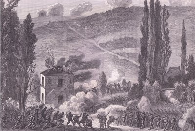 Combat at Chatillon, Cassells History of the War between France and Germany udgivet af Cassell and Company Limited, ca. 1890 (litho) af German School