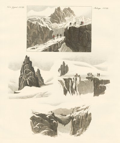 Vedrørende bestigningen af Mount Blanc (farvet indgravering) af German School