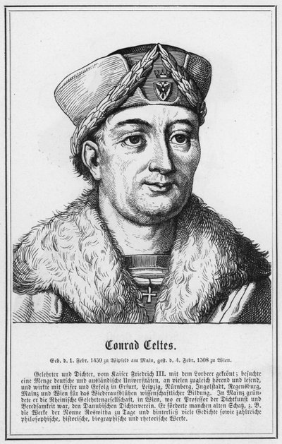 Conrad Celtes (gravering) af German School