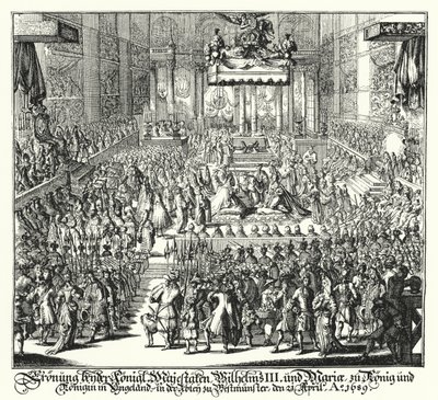 Kroning af kong William III og dronning Mary i Westminster Abbey af German School