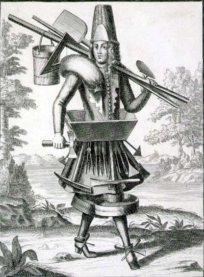 Kostume til en murer, pub. af Gerard Valck (1651/2-1726) ca. 1690 (gravering) af German School