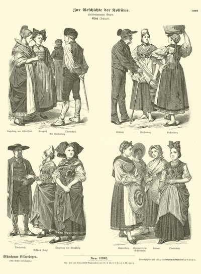 Costumes from Alsace, 19th Century  af German School