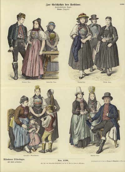 Costumes from Baden, Germany, 19th Century  af German School