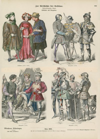 Costumes of Burgundy and Holland, 15th Century  af German School