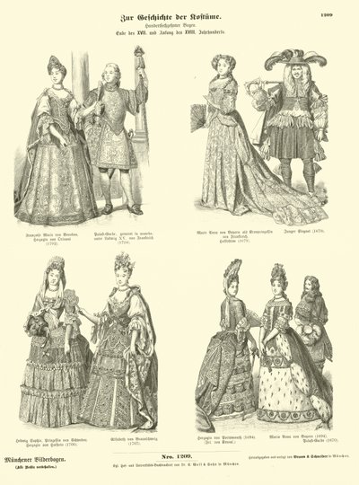 Costumes of royalty and the nobility, late 17th and early 18th Century  af German School