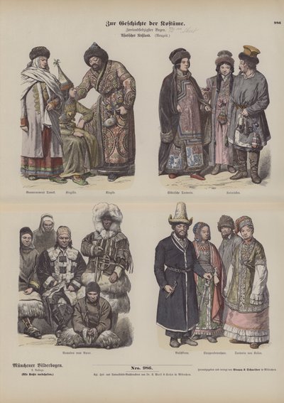 Kostumer fra det russiske fjernøsten, 1800-tallet af German School