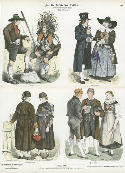 Costumes of the Tyrol, 19th Century  af German School