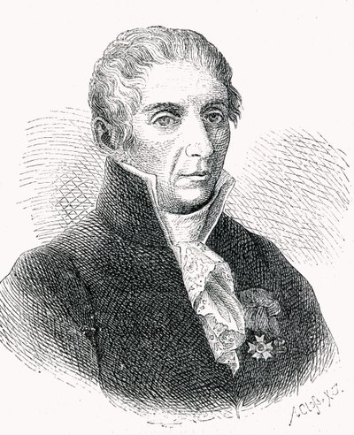 Grev Alessandro Volta (1745-1827) graveret af Adolf Closs (1840-94) af German School