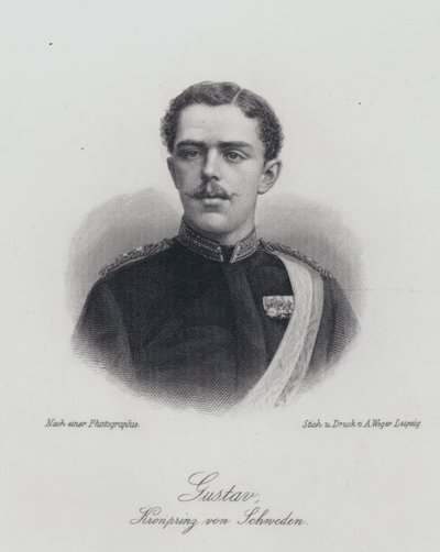 Kronprins Gustaf af Sverige, den fremtidige kong Gustaf V (gravering) af German School
