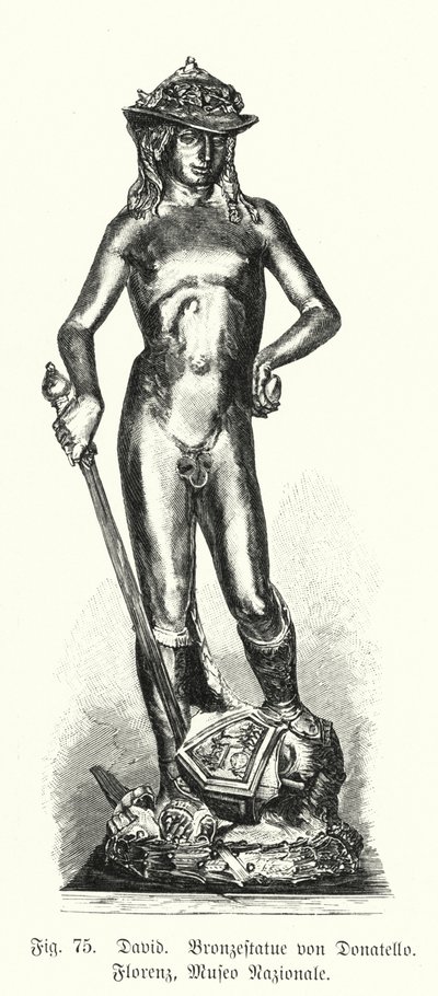 David, bronzestatue af Donatello (gravering) af German School