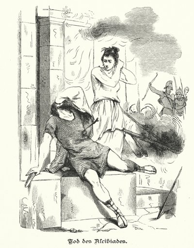 Alcibiades død, 404 f.Kr. (gravering) af German School