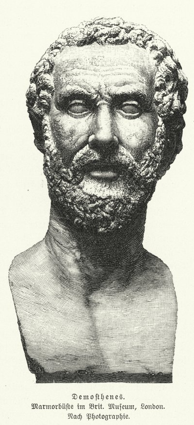 Demosthenes, oldgræsk statsmand og taler (litho) af German School