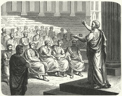 Demosthenes taler imod Filip II af Makedonien af German School