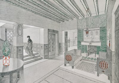 Design til en stue af Valentin Mink, 1906. af German School