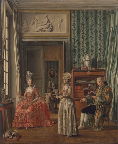 Hjemlig Scene, ca. 1775-80 af German School