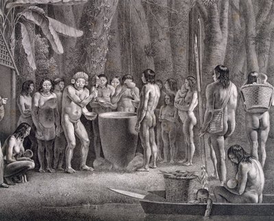 Coroados-stammens drikkefestival, ca. 1835-50 af German School