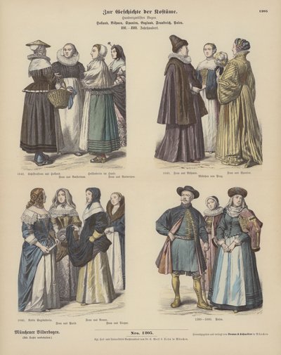 Hollandske, bøhmiske, spanske, engelske, franske og polske kostumer af German School