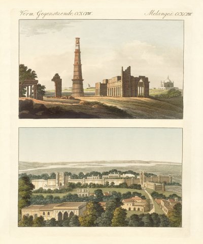 Østindiske bygninger (farvegravering) af German School