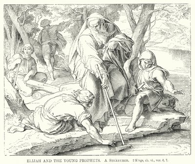 Elias og de unge profeter, 2 Konger, kap. vi, ver 6, 7 (gravering) af German School