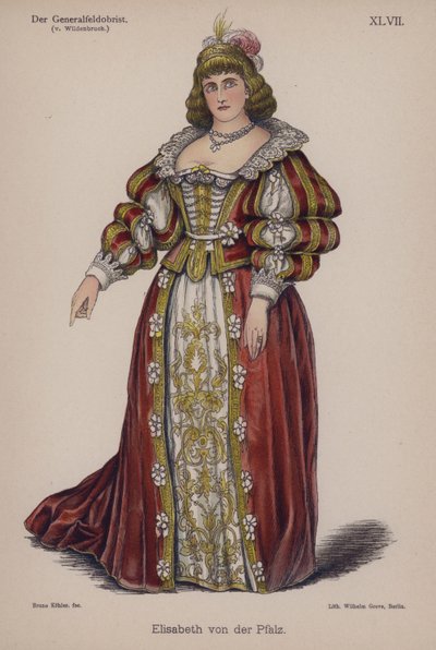 Elisabeth af Pfalz, fra Der Generalfeldoberst af Ernst von Wildenbruch (farve litho) af German School