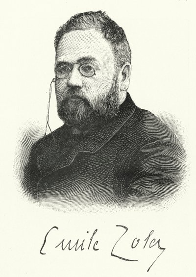 Emile Zola, fransk romanforfatter og dramatiker (litho) af German School