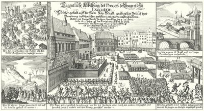 Henrettelse af medlemmer af den protestantiske bøhmiske opstand på den gamle byplads i Prag af German School