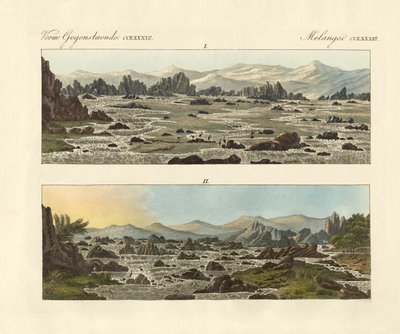 Falls of the Nile at Syene (farvet gravering) af German School