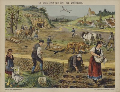 Landbrug (farve litho) af German School