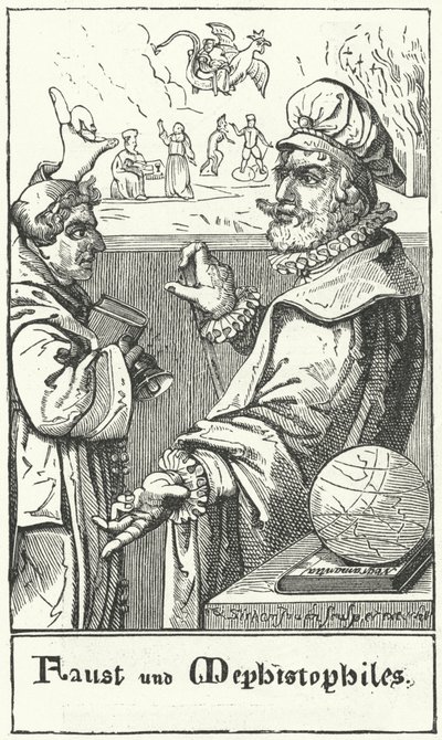Faust og Mephistopheles (gravering) af German School