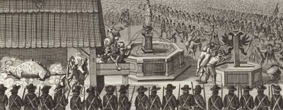 Festival i Frankfurt-am-Main, Tyskland, til fejring af kroningen af en hellig romersk kejser. Illustration til Bilder-Atlas (gravering) af German School