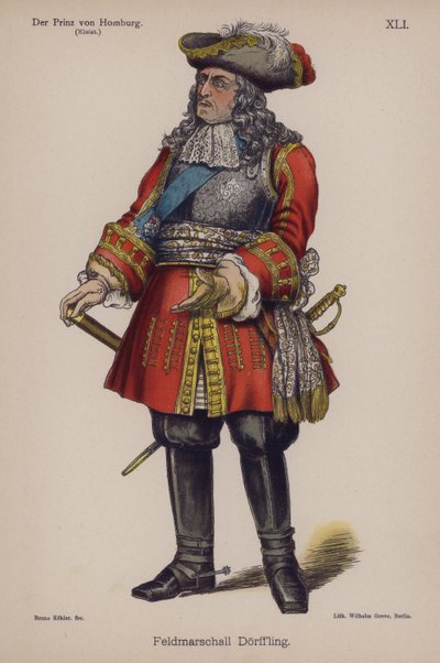 Feltmarskal Doerffling, fra Der Prinz von Homburg (Prinsen af ​​Homburg) af Heinrich von Kleist (farve litho) af German School