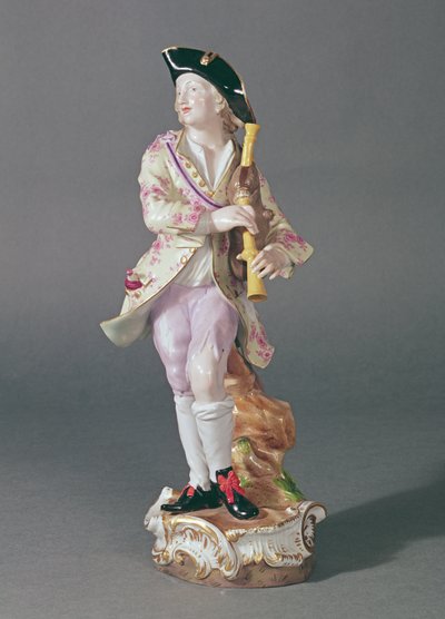 Figur af en galant med piber, Meissen, ca. 1850 (keramik) af German School