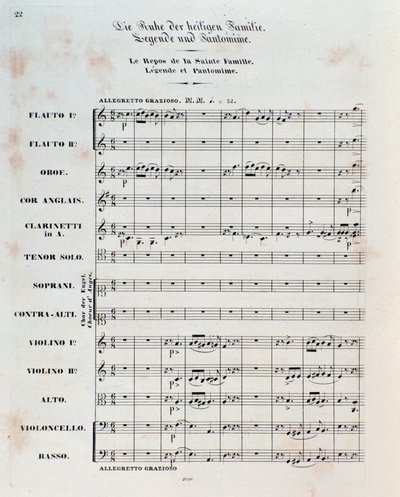 Første side af partituret til The Flight Into Egypt, op. 25, ouverture af Hector Berlioz af German School