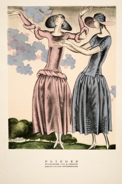 "Flieder", reklame for tøj af M. Gerstel, fra Styl, pub.1922 (pochoir print) af German School
