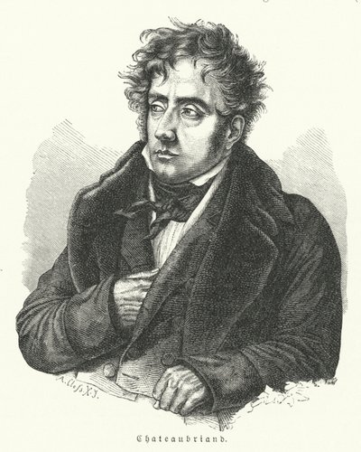 Francois-Rene de Chateaubriand, fransk romanforfatter, politiker, diplomat og historiker (litho) af German School