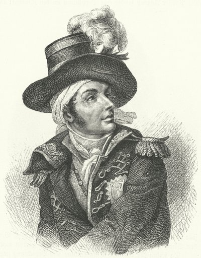 Francois de Charette, fransk royalistisk soldat og politiker, der var en af lederne af Vendée-oprøret mod det franske revolutionære regime (gravering) af German School