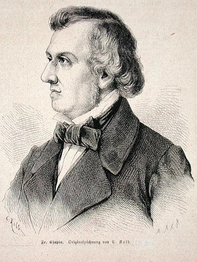Frederic Chopin (1810-49) 1870 (gravering) af German School