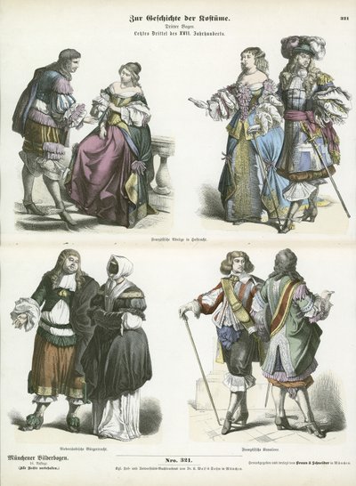 French and Dutch costumes, early 17th Century  af German School