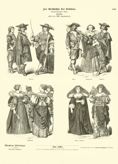 French costumes, mid 17th Century  af German School