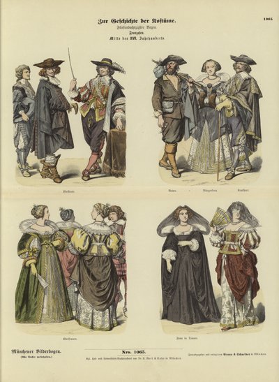 French costumes, mid 17th Century  af German School