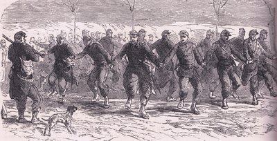 Franske soldater danser i lejren, Cassells historie om krigen mellem Frankrig og Tyskland udgivet af Cassell and Company Limited, ca. 1890 (litho) af German School