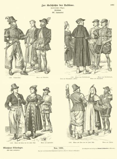 Frisian costumes, 16th Century  af German School