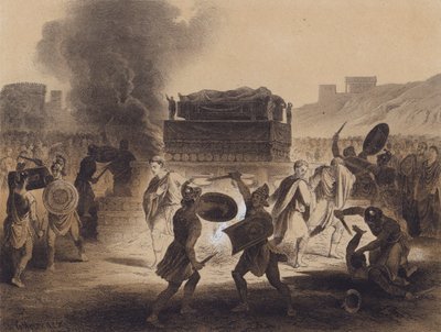 Begravelse i den klassiske æra (farvelitografi) af German School