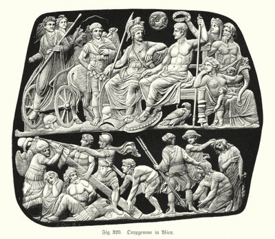 Gemma Augustea, gammel romersk onyx relief cameo graveret ædelsten (gravering) af German School