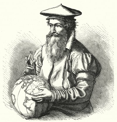 Gerardus Mercator, flamsk geograf og kartograf (gravering) af German School