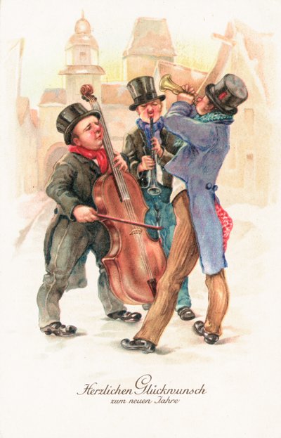 Tysk nytårskort (farve litho) af German School