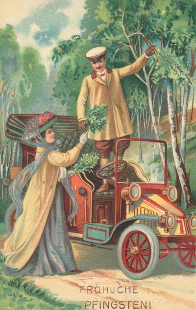 Tysk pinsekort (farve litho) af German School