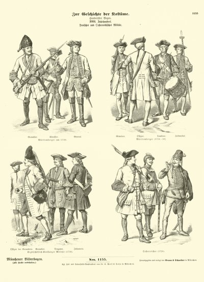 Tyske og østrigske militæruniformer, 1700-tallet af German School